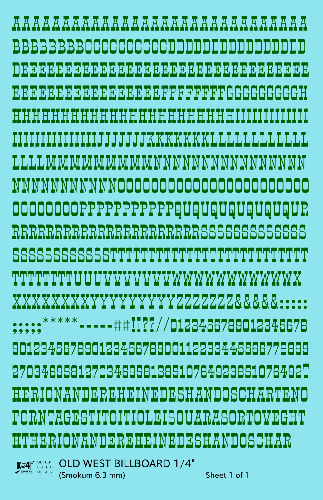 Old West Billboard Letter Number Alphabet
