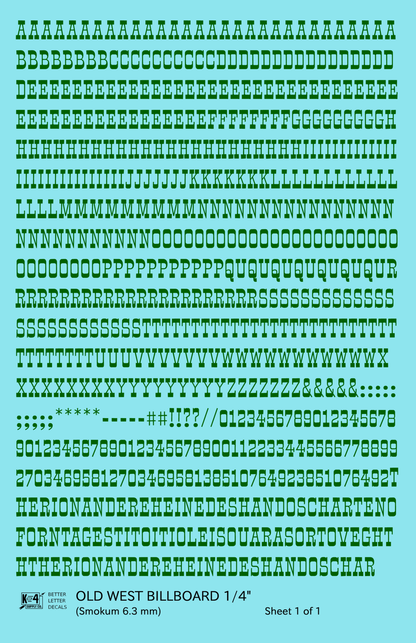 Old West Billboard Letter Number Alphabet
