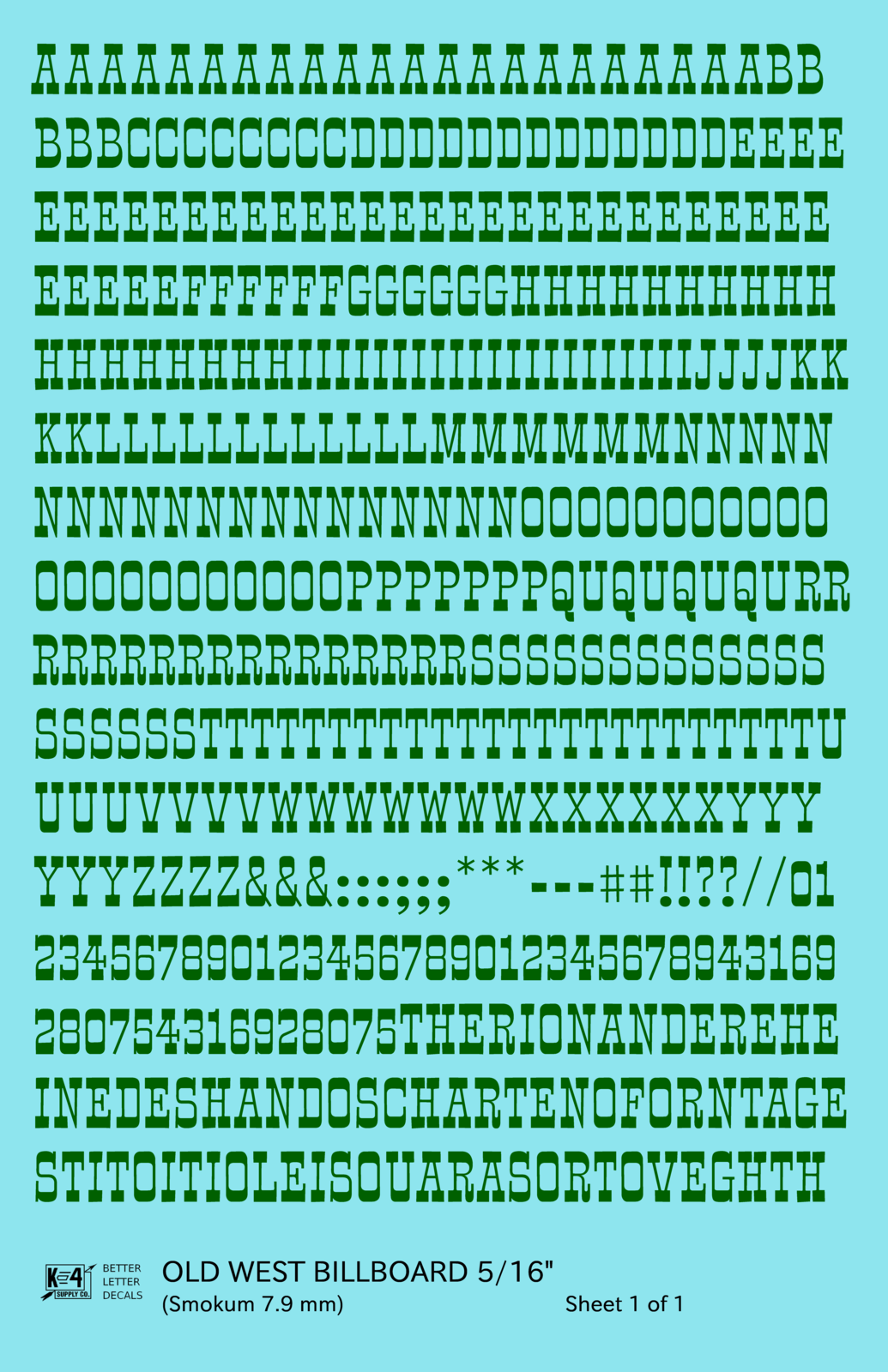Old West Billboard Letter Number Alphabet