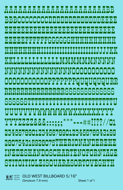 Old West Billboard Letter Number Alphabet