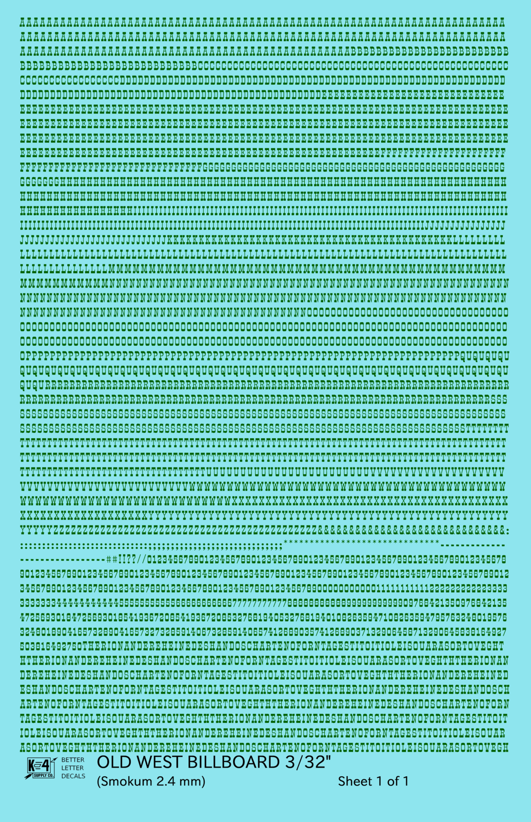 Old West Billboard Letter Number Alphabet
