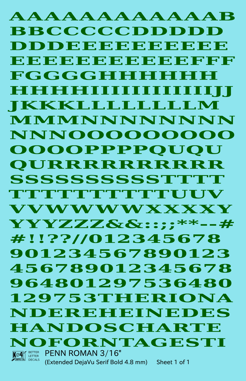 Penn Roman Letter Number Alphabet