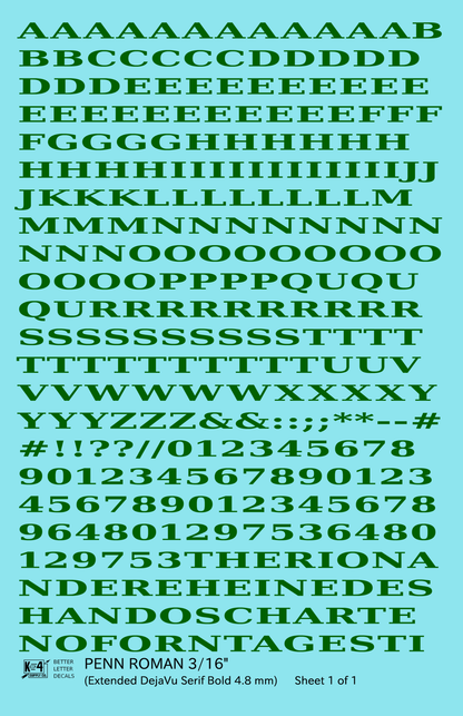 Penn Roman Letter Number Alphabet