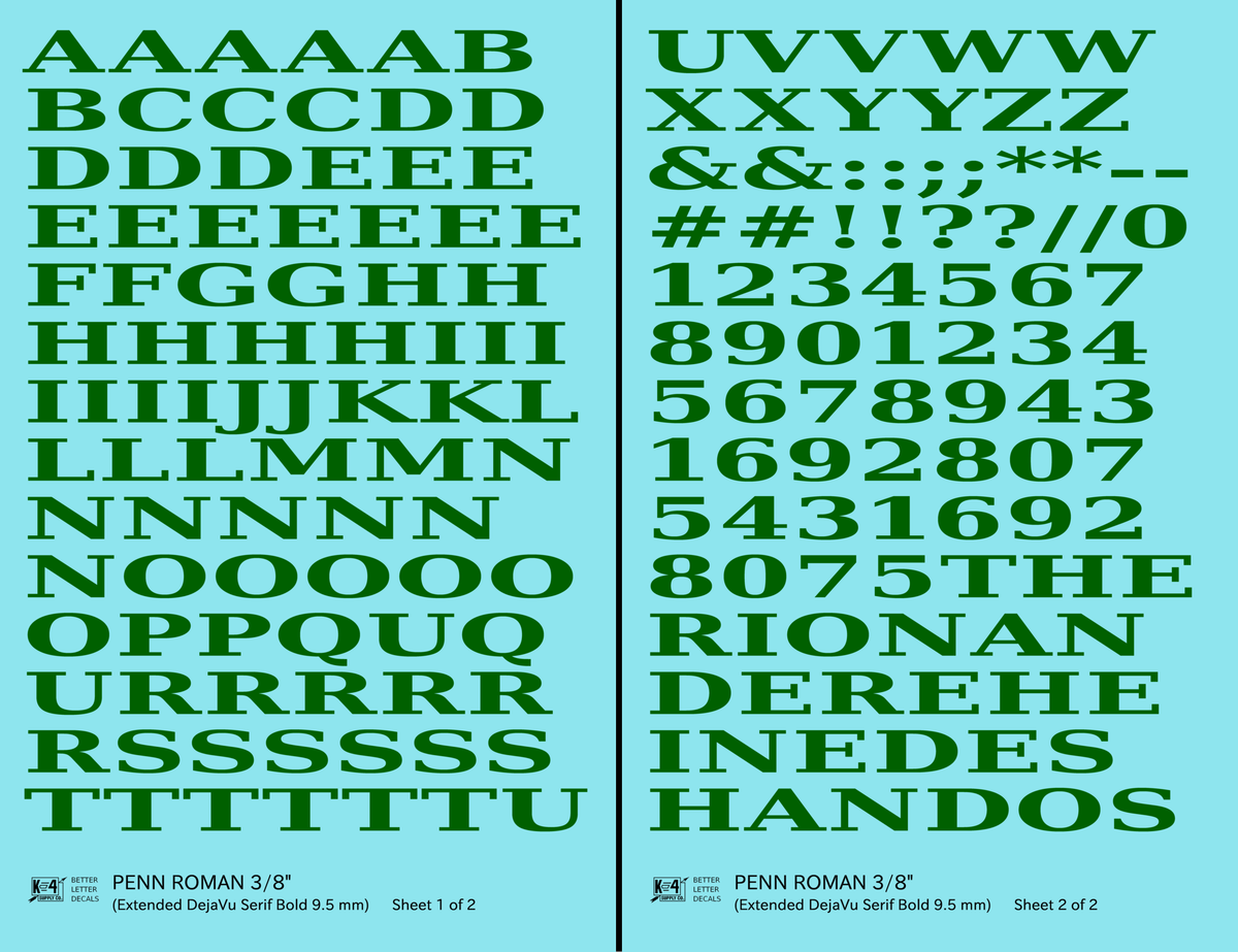 Penn Roman Letter Number Alphabet