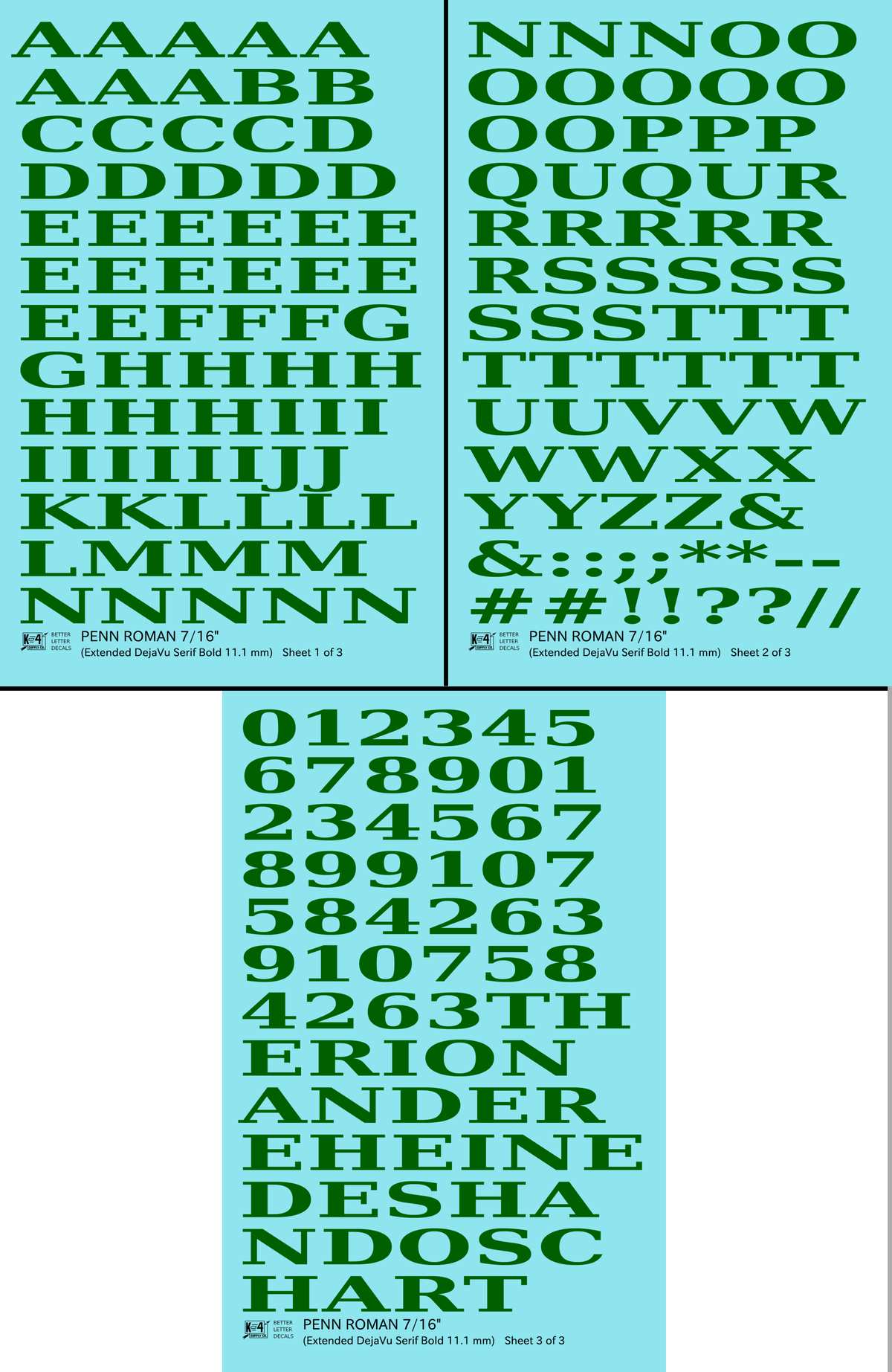 Penn Roman Letter Number Alphabet