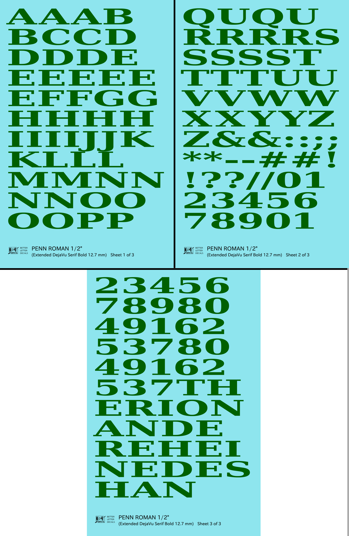 Penn Roman Letter Number Alphabet