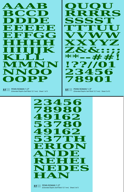 Penn Roman Letter Number Alphabet