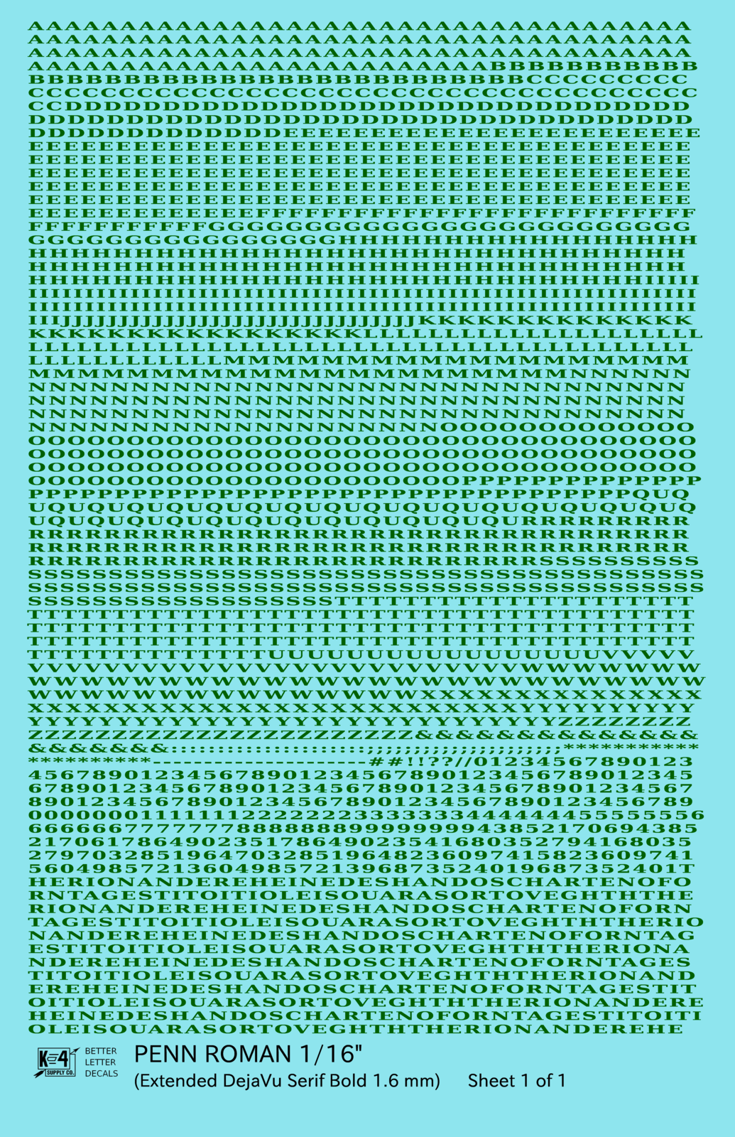 Penn Roman Letter Number Alphabet