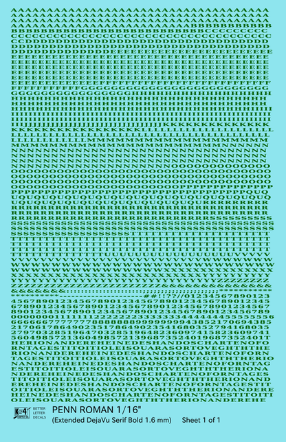 Penn Roman Letter Number Alphabet