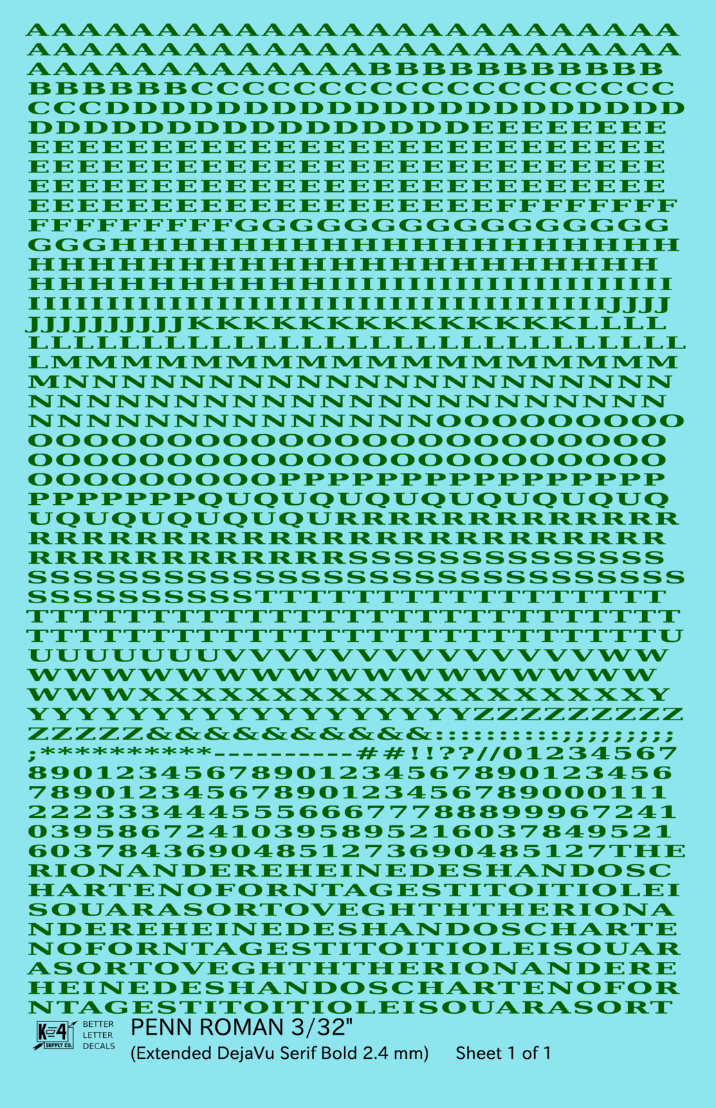 Penn Roman Letter Number Alphabet