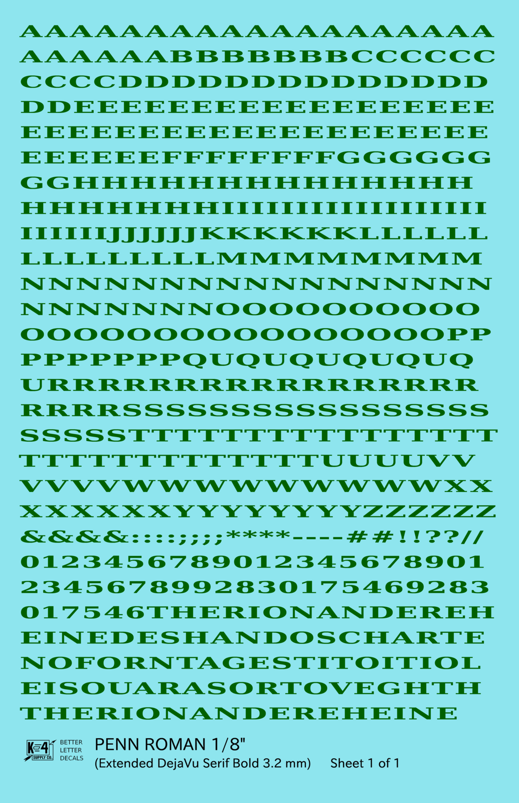 Penn Roman Letter Number Alphabet
