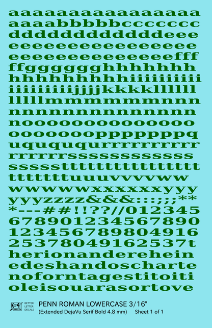Lowercase Penn Roman Letter Number Alphabet