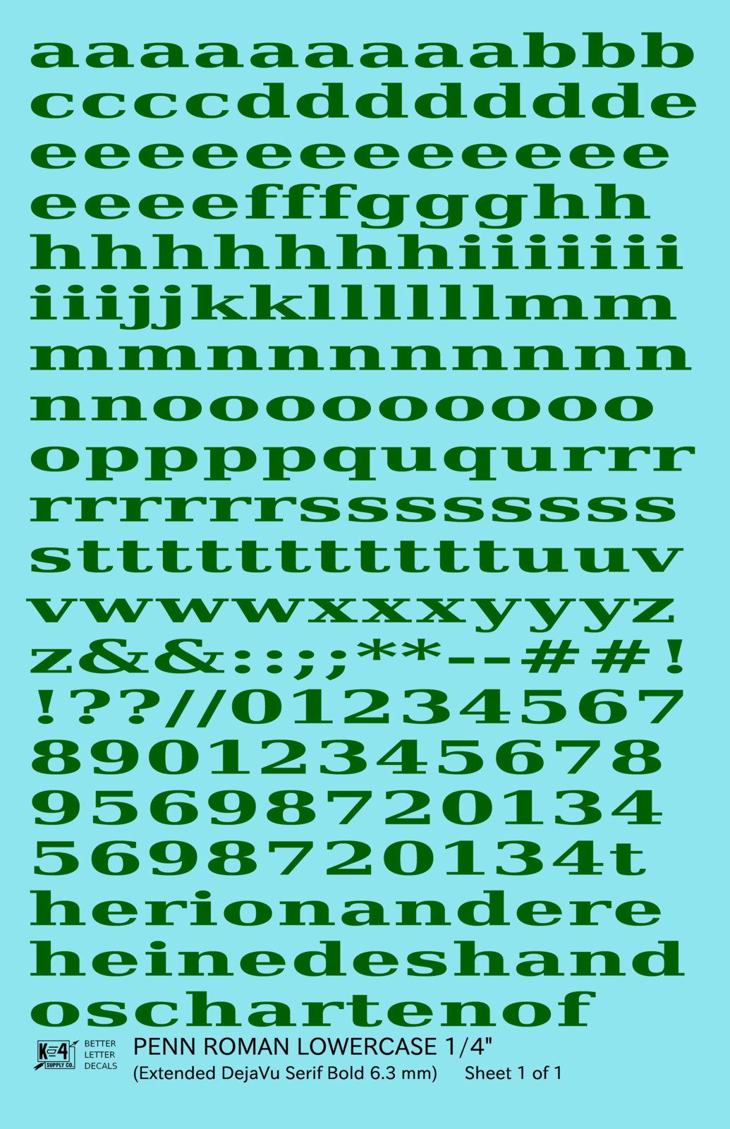 Lowercase Penn Roman Letter Number Alphabet