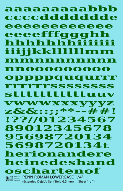 Lowercase Penn Roman Letter Number Alphabet