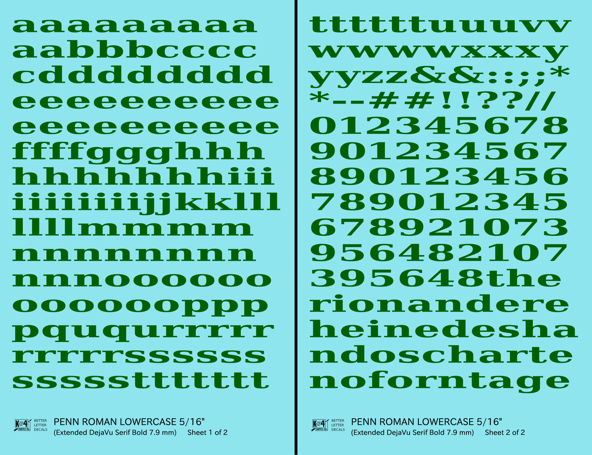 Lowercase Penn Roman Letter Number Alphabet