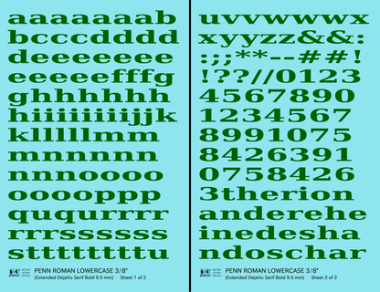Lowercase Penn Roman Letter Number Alphabet