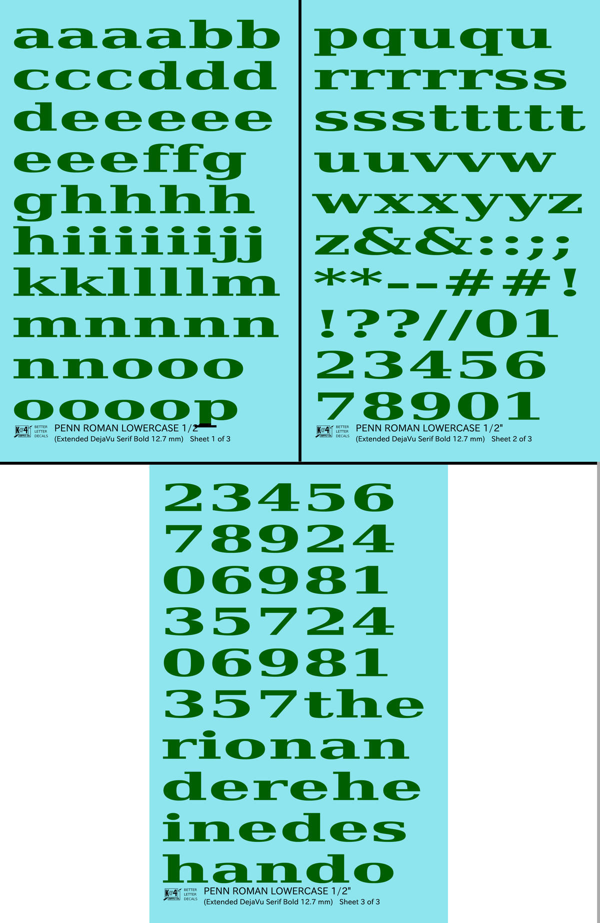 Lowercase Penn Roman Letter Number Alphabet