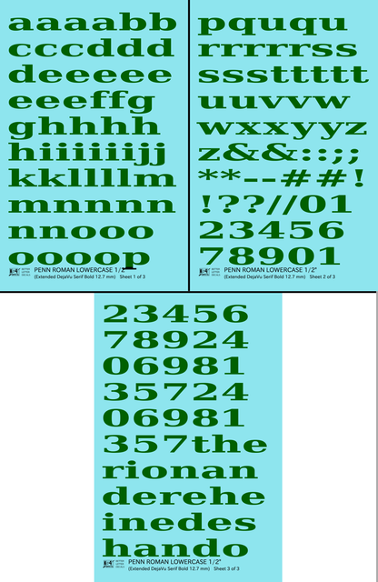 Lowercase Penn Roman Letter Number Alphabet