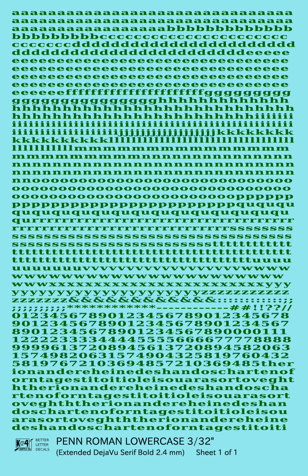 Lowercase Penn Roman Letter Number Alphabet