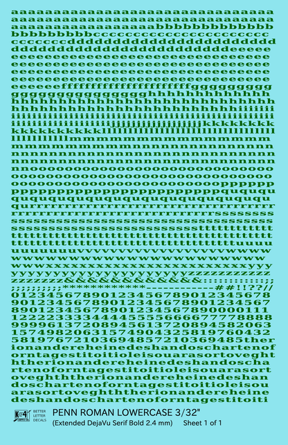 Lowercase Penn Roman Letter Number Alphabet