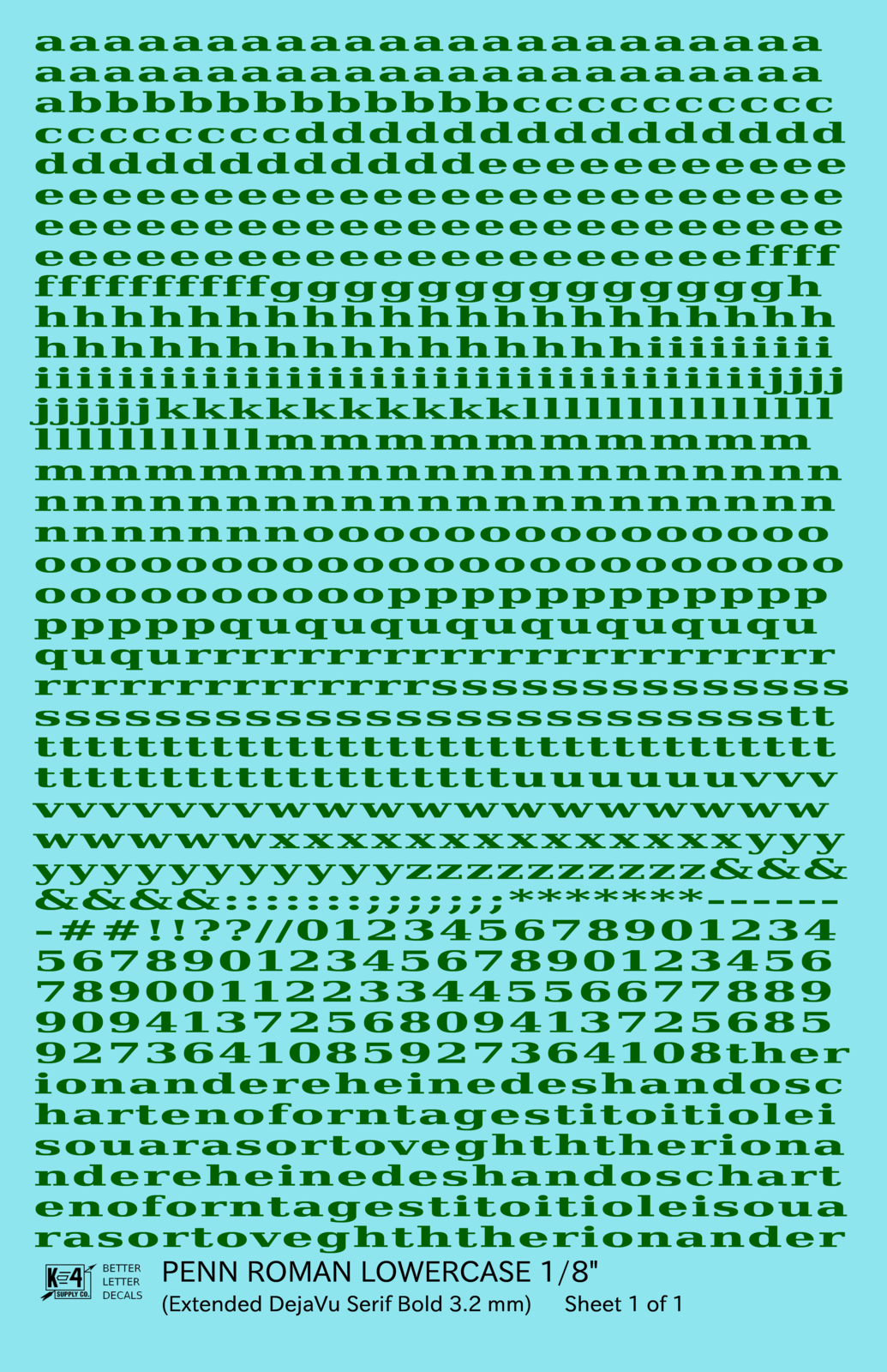 Lowercase Penn Roman Letter Number Alphabet