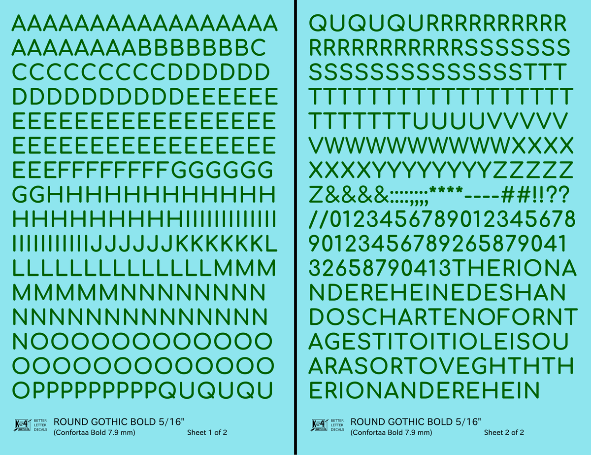 Round Modern Gothic Bold Letter Number Alphabet