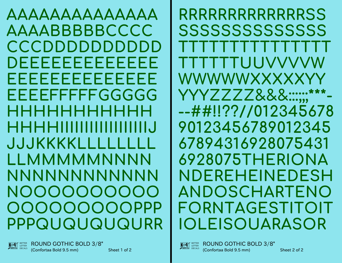 Round Modern Gothic Bold Letter Number Alphabet