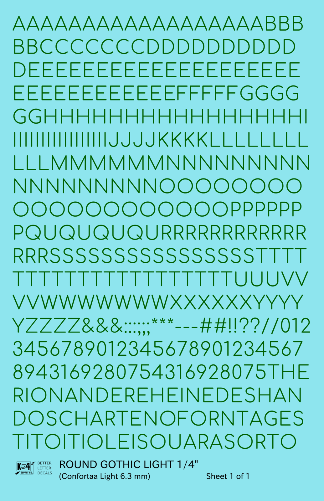 Round Modern Gothic Light Letter Number Alphabet