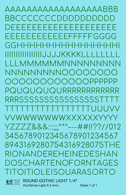 Round Modern Gothic Light Letter Number Alphabet