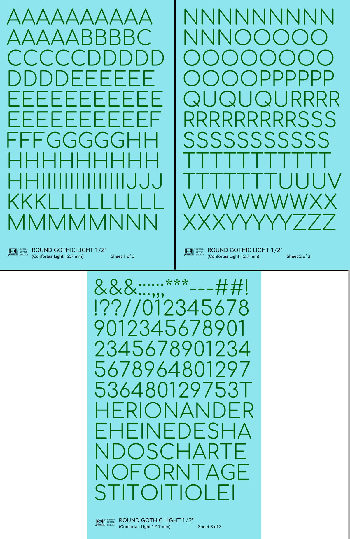 Round Modern Gothic Light Letter Number Alphabet