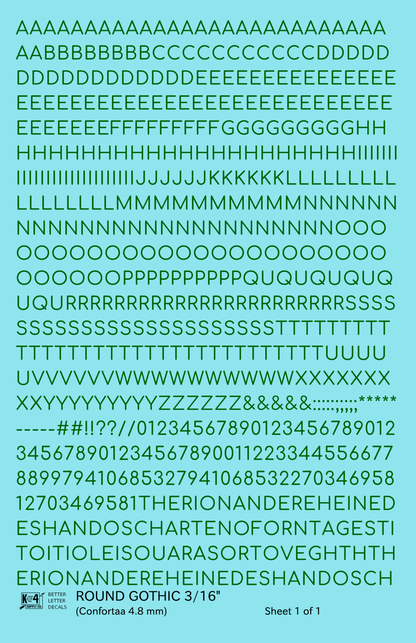Round Modern Gothic Letter Number Alphabet