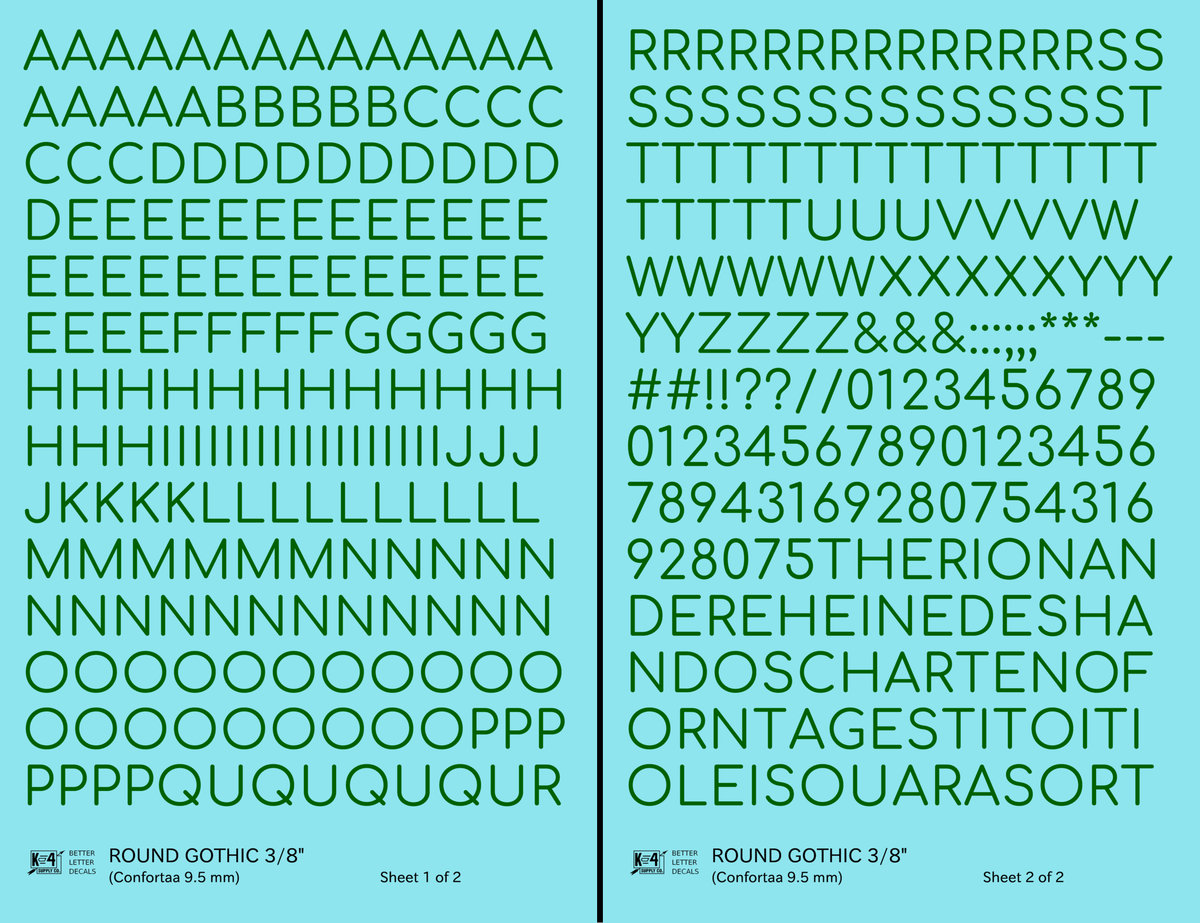 Round Modern Gothic Letter Number Alphabet