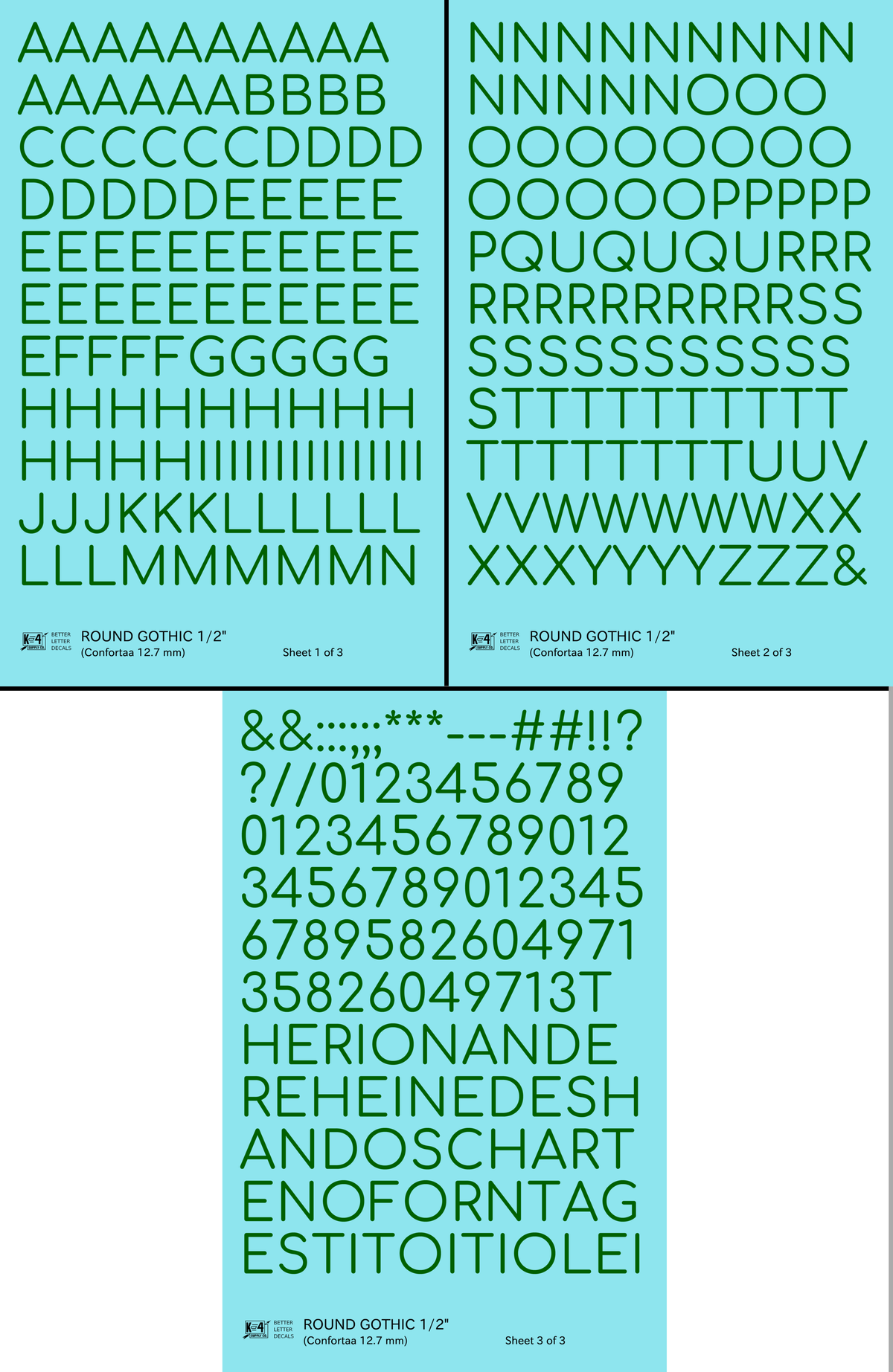 Round Modern Gothic Letter Number Alphabet