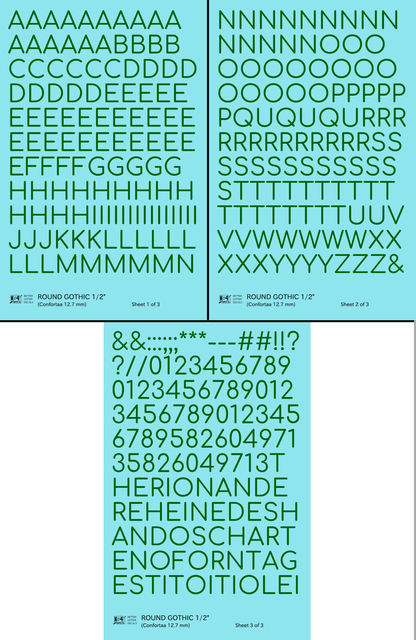 Round Modern Gothic Letter Number Alphabet