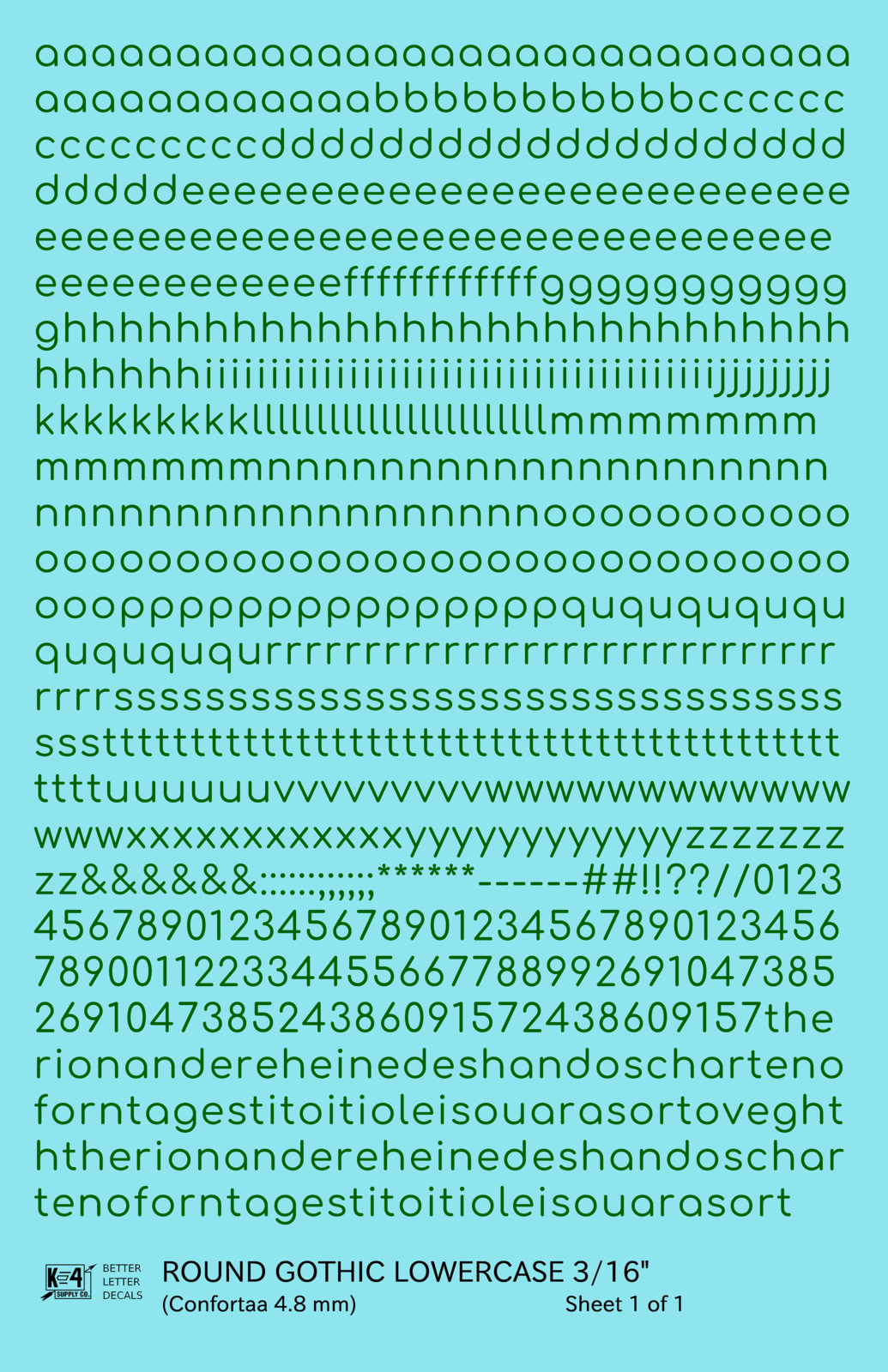 Lowercase Round Modern Gothic Letter Alphabet