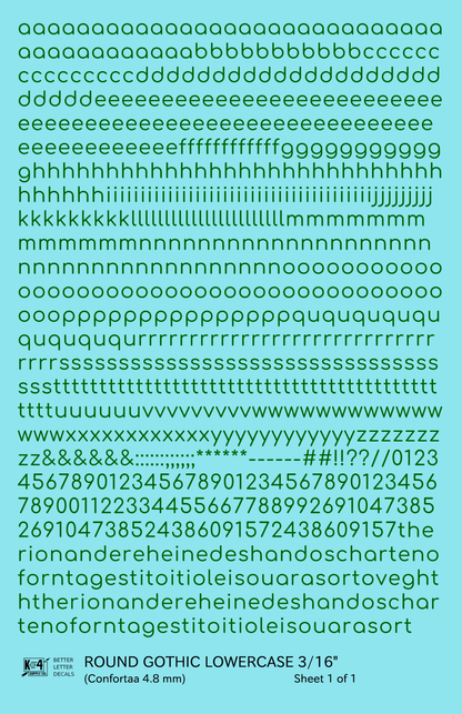 Lowercase Round Modern Gothic Letter Alphabet