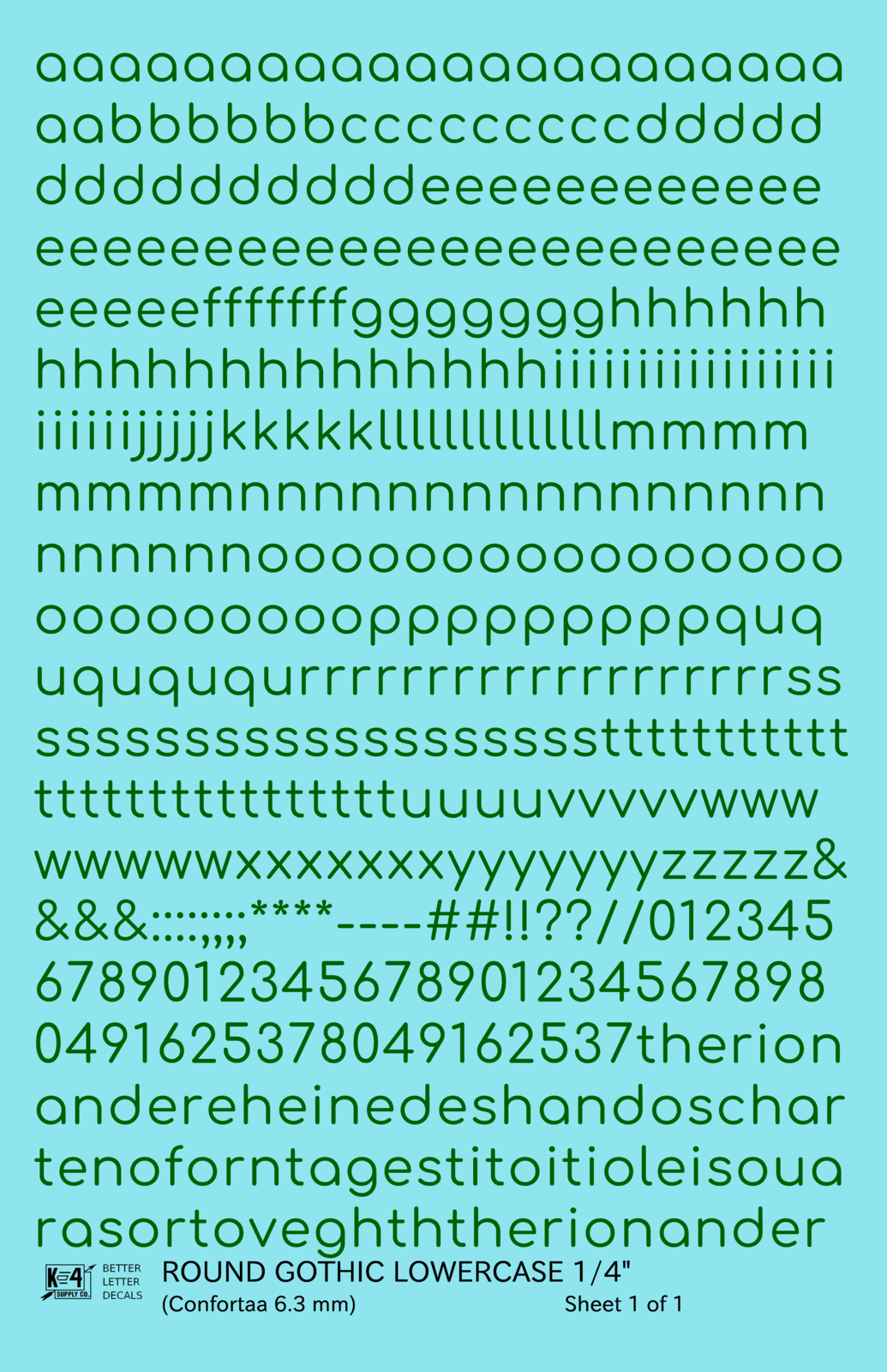 Lowercase Round Modern Gothic Letter Alphabet