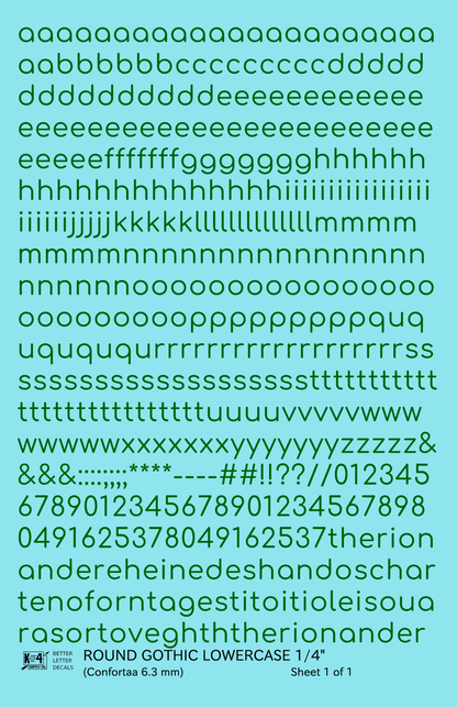 Lowercase Round Modern Gothic Letter Alphabet