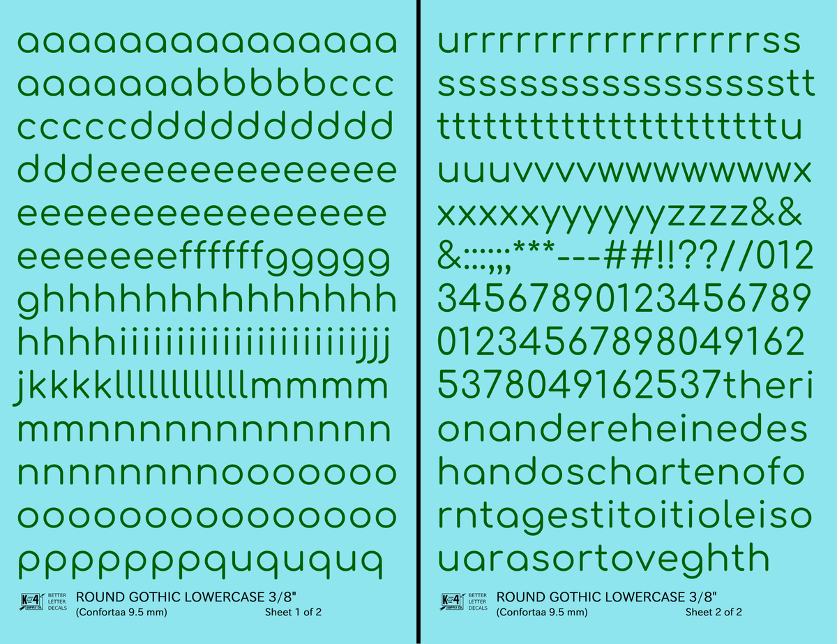 Lowercase Round Modern Gothic Letter Alphabet