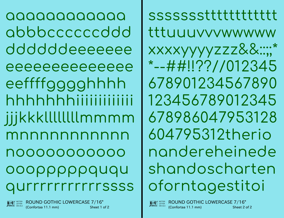 Lowercase Round Modern Gothic Letter Alphabet