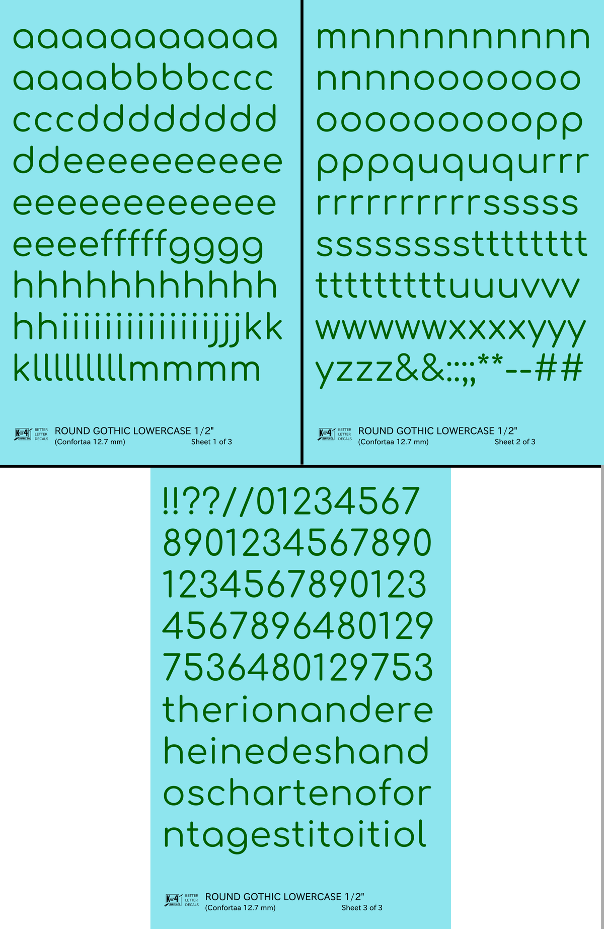 Lowercase Round Modern Gothic Letter Alphabet