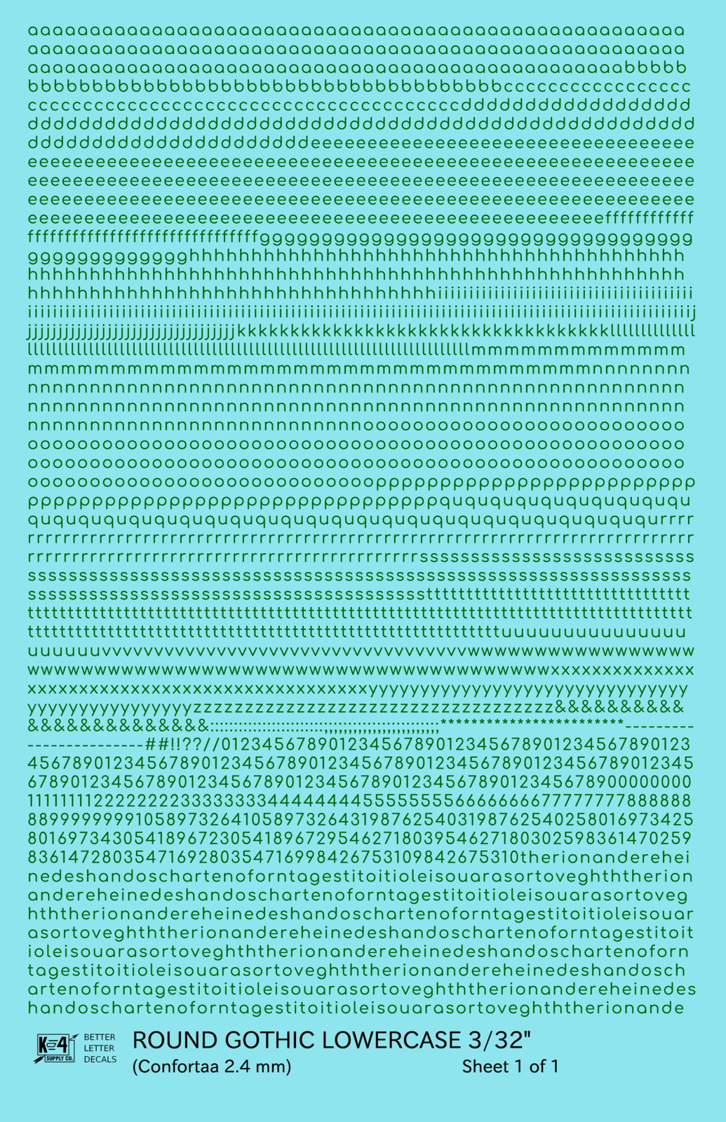 Lowercase Round Modern Gothic Letter Alphabet