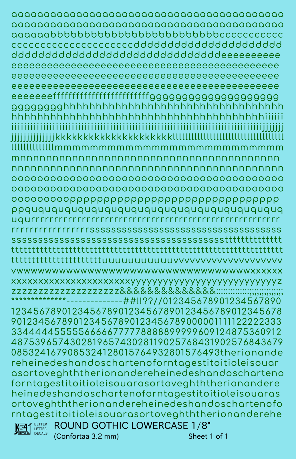 Lowercase Round Modern Gothic Letter Alphabet