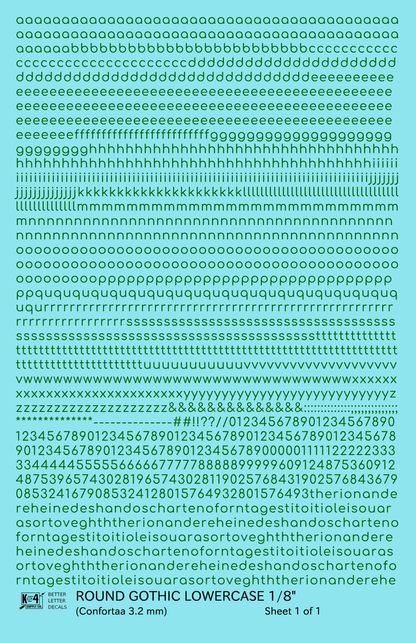 Lowercase Round Modern Gothic Letter Alphabet