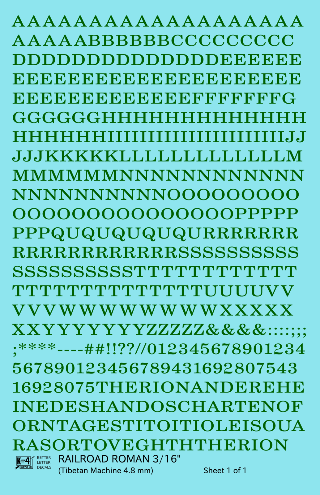 Railroad Roman Letter Number Alphabet