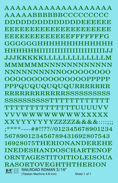 Railroad Roman Letter Number Alphabet