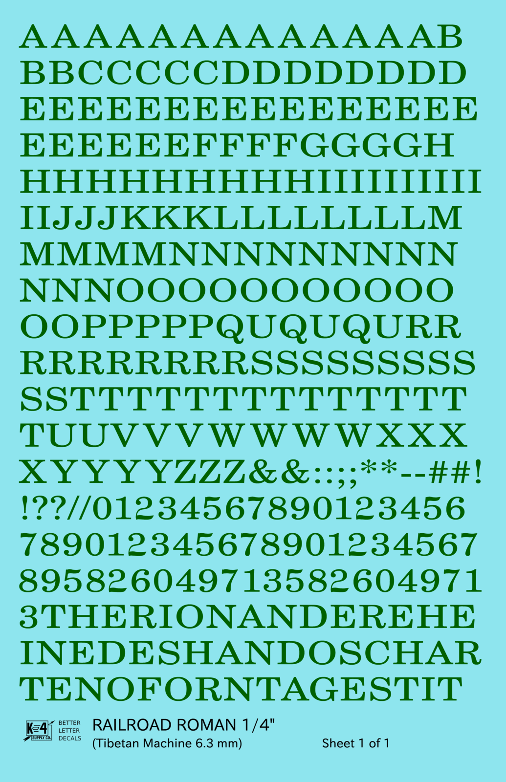 Railroad Roman Letter Number Alphabet