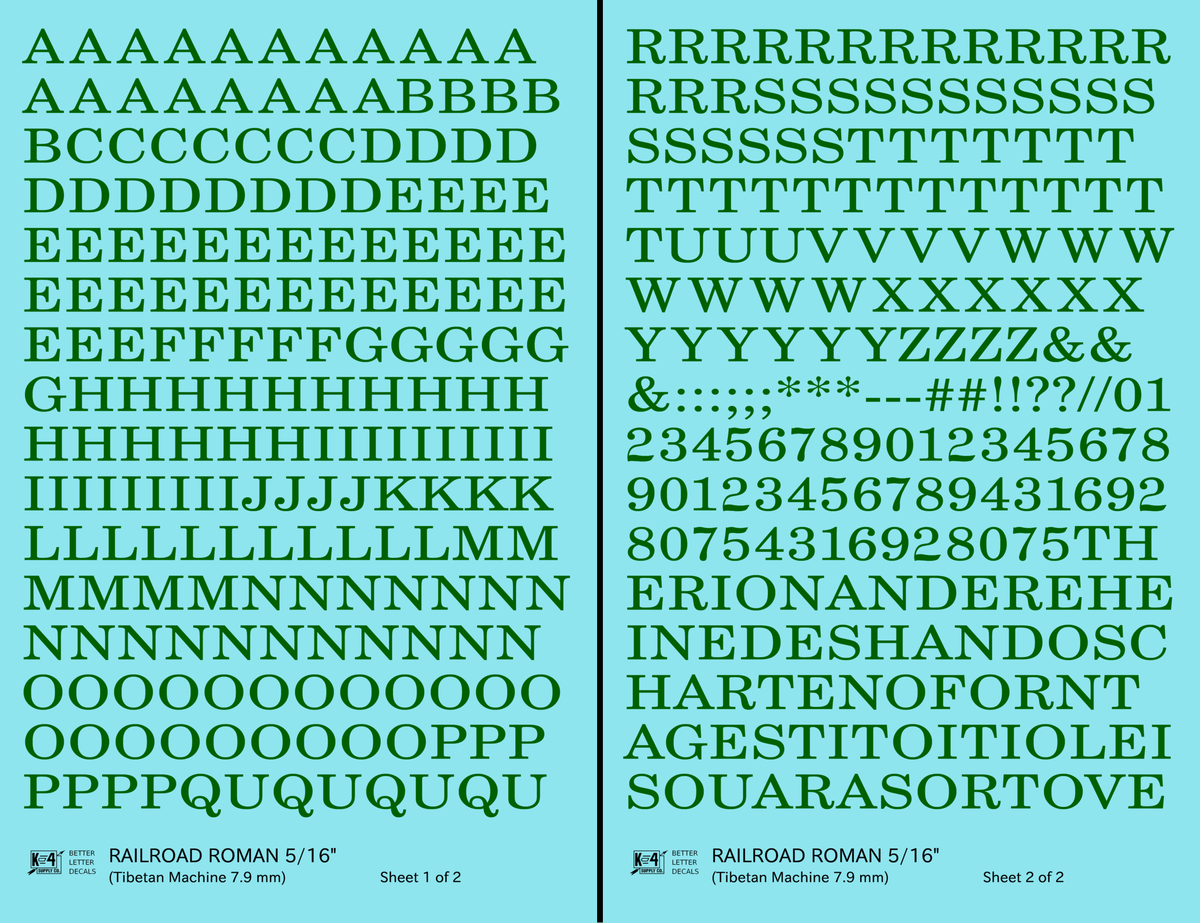 Railroad Roman Letter Number Alphabet