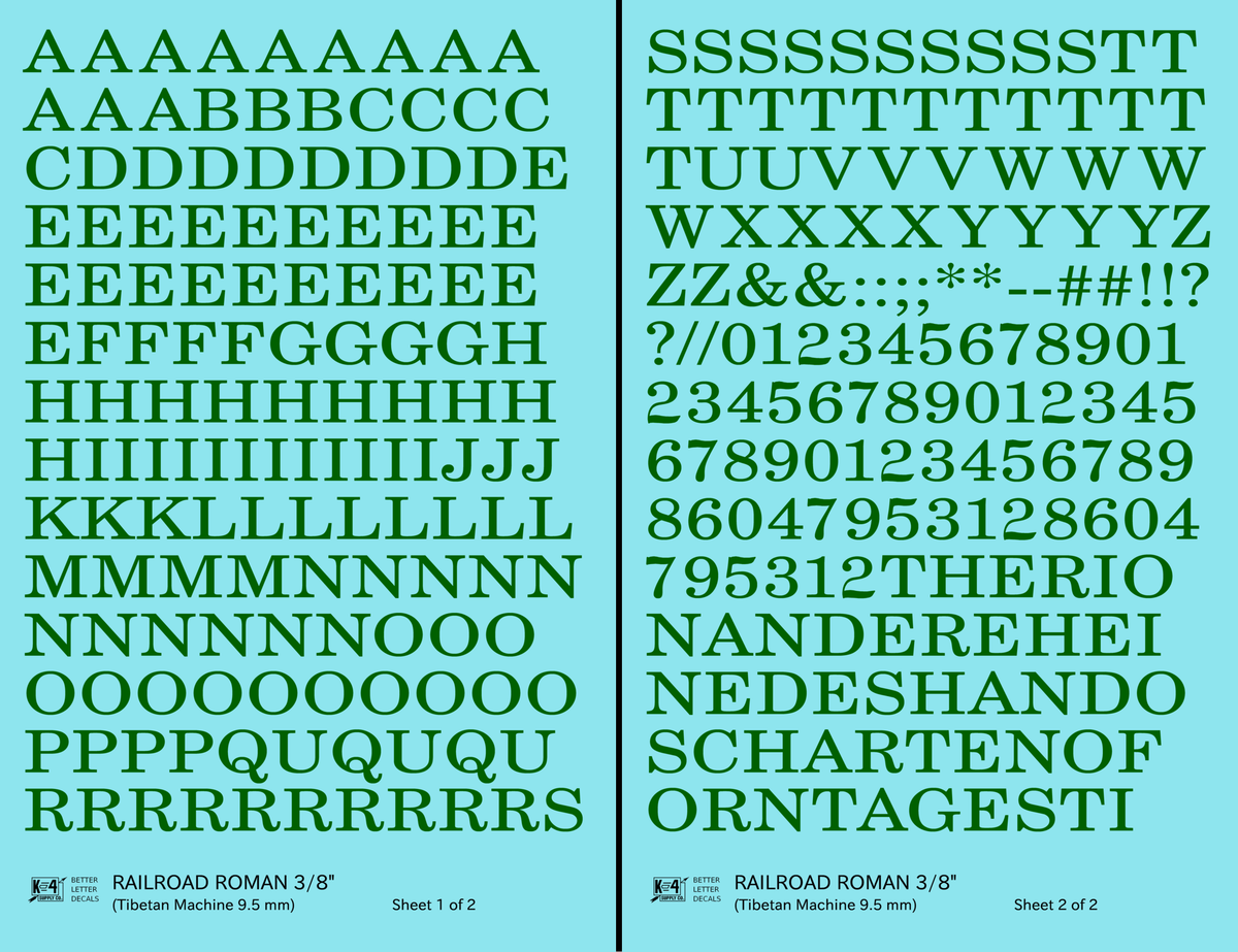 Railroad Roman Letter Number Alphabet