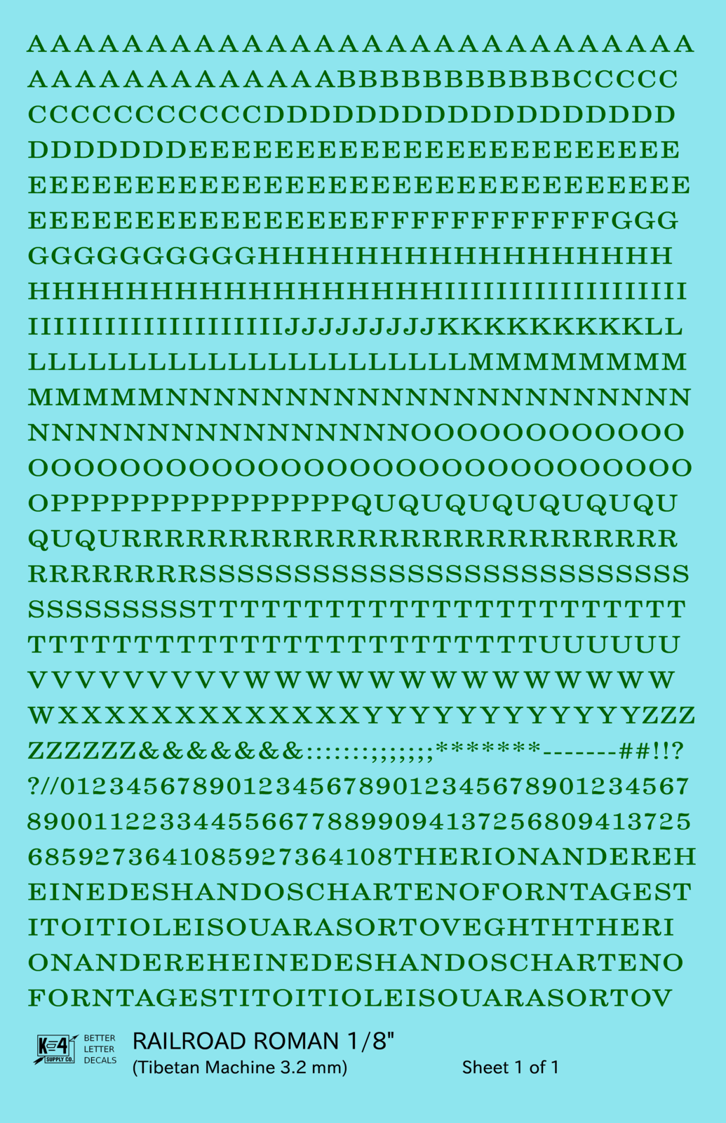Railroad Roman Letter Number Alphabet